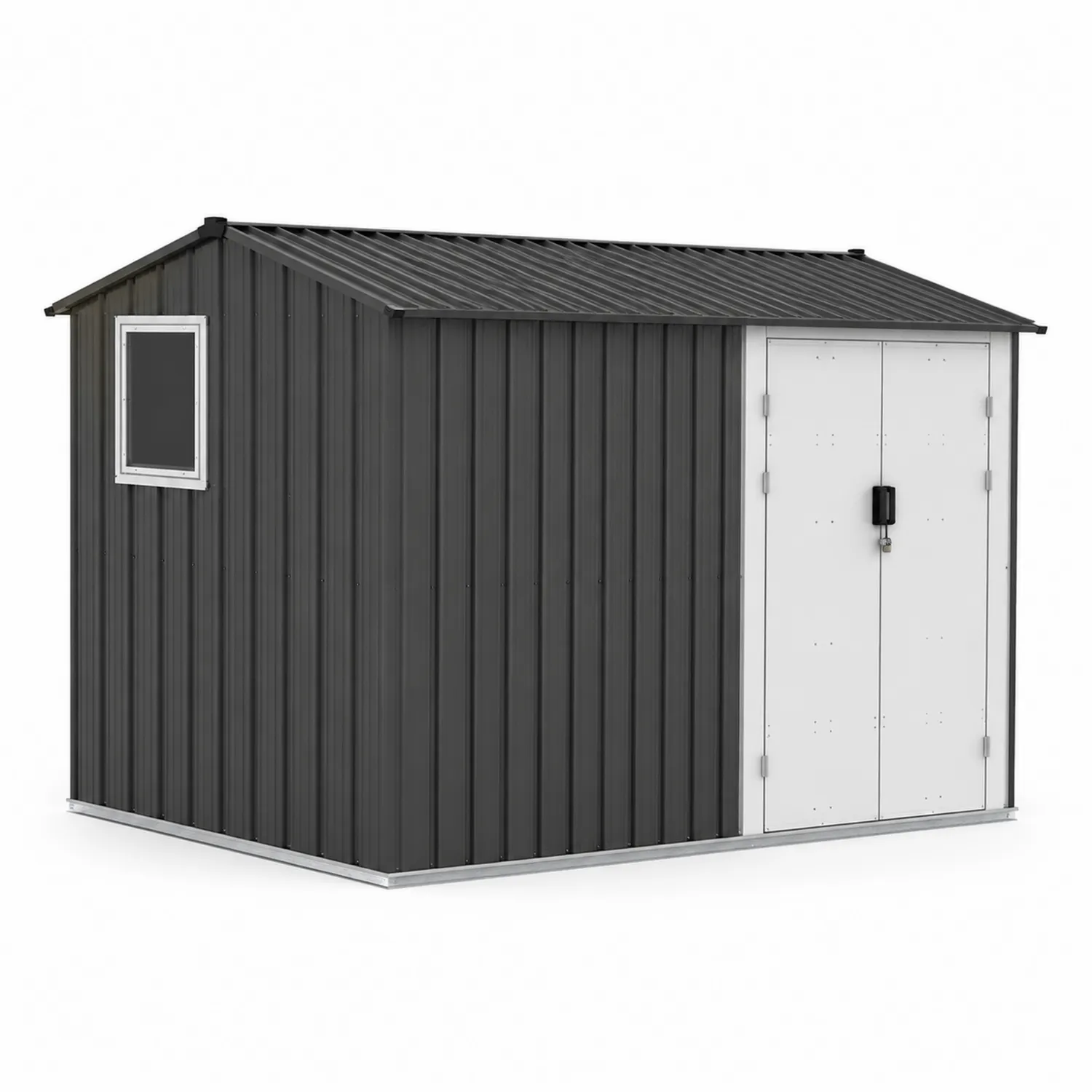 Abri de Jardin Métal Gris et Blanc avec Fenêtre