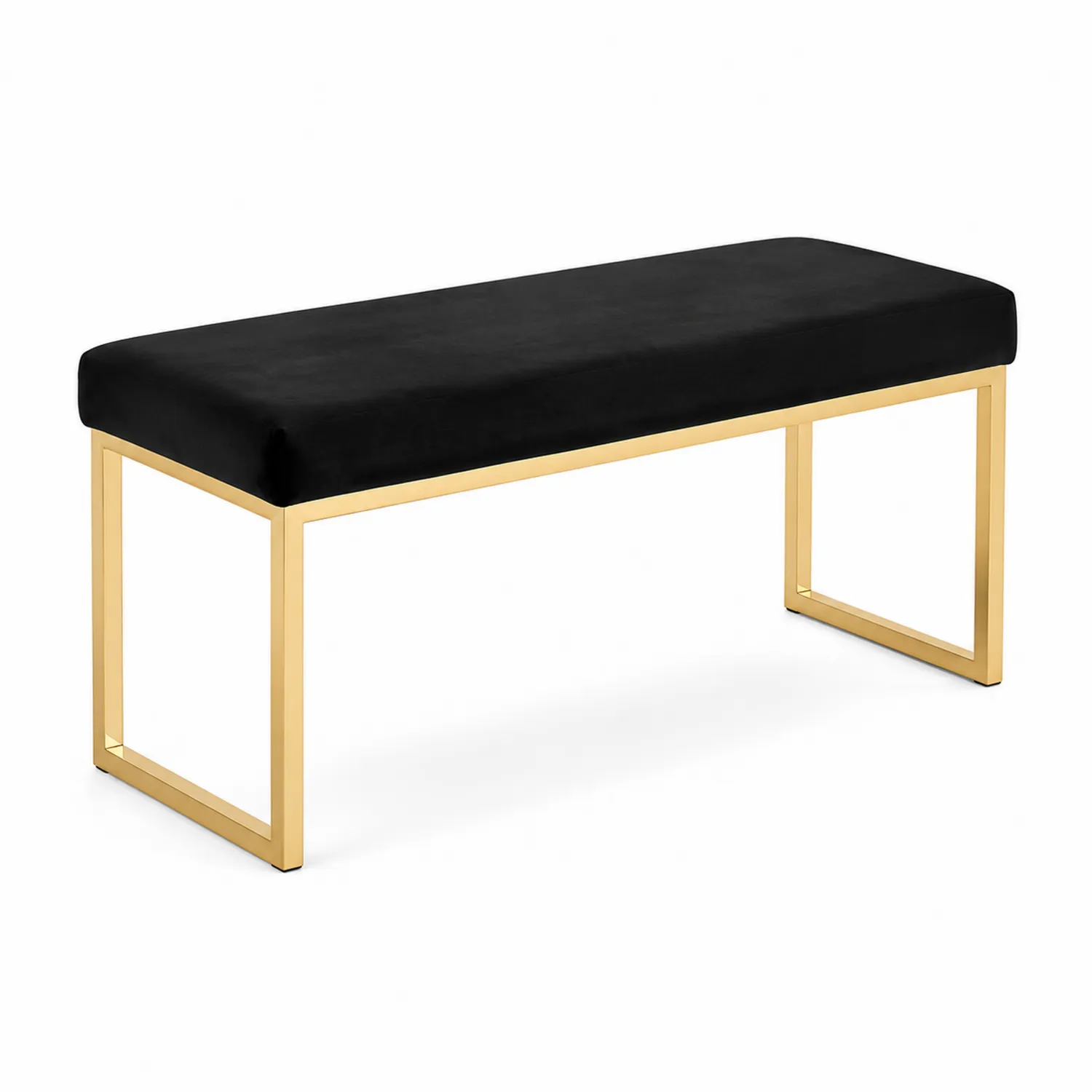 Banc noir métal doré avec tissu velours