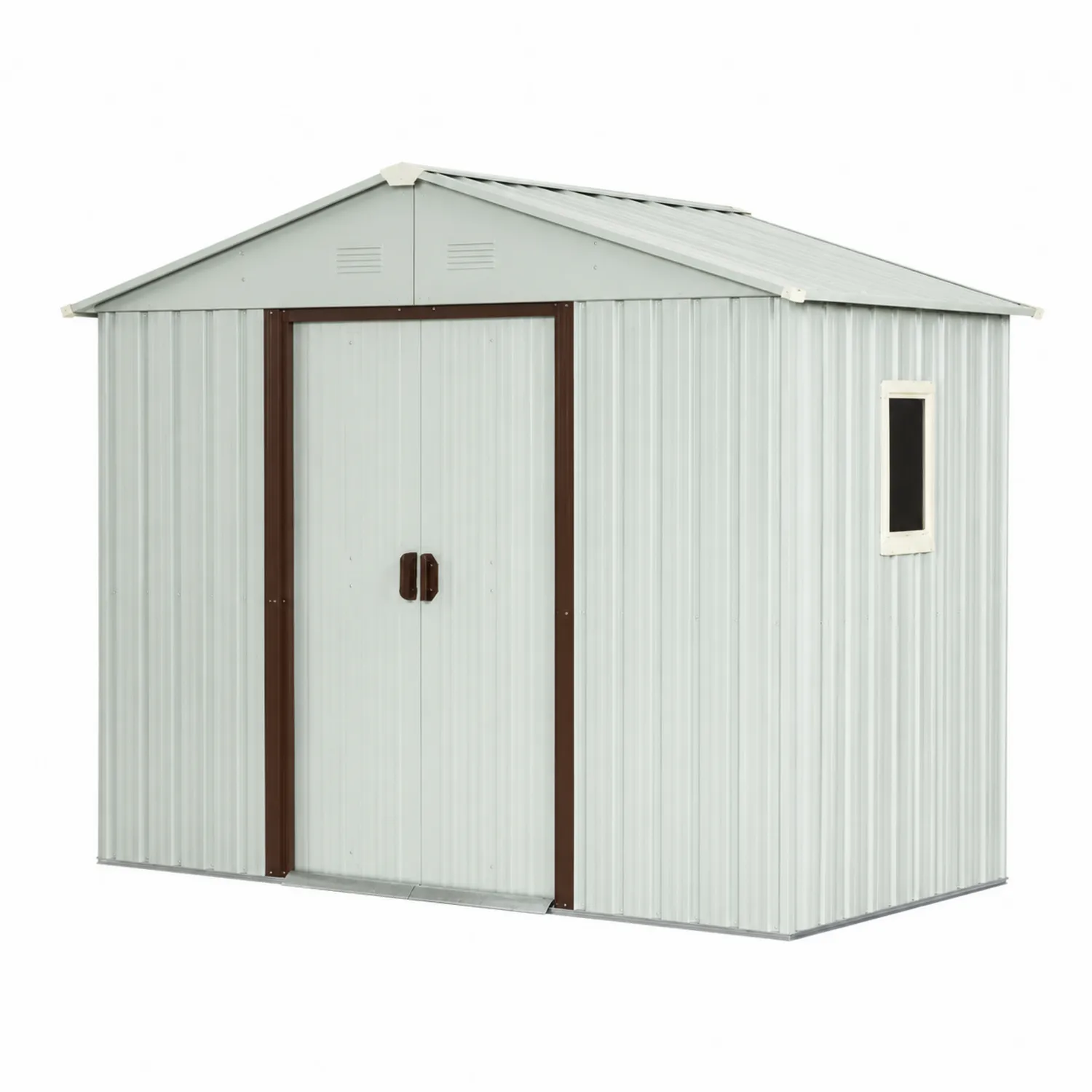 Abri de jardin en métal gris avec fenêtre