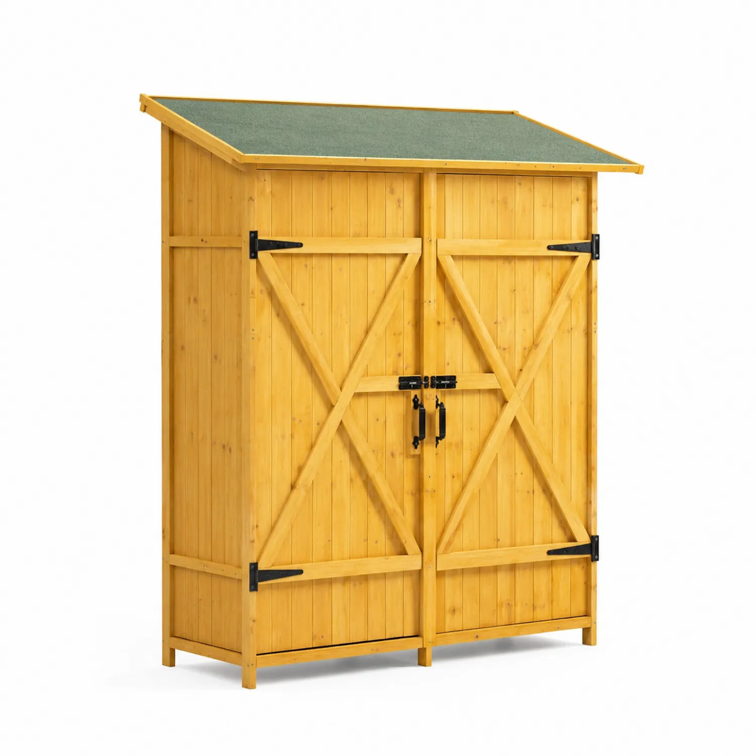Abri de rangement en bois de sapin avec toit en feutre bitumé