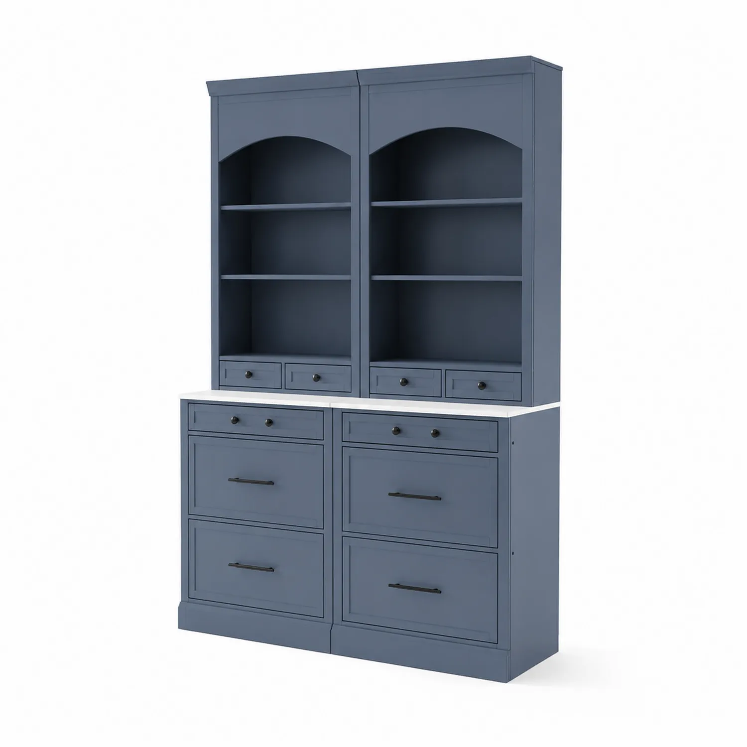 Buffet de rangement double en bois avec tiroirs et étagères 240x120x50 cm