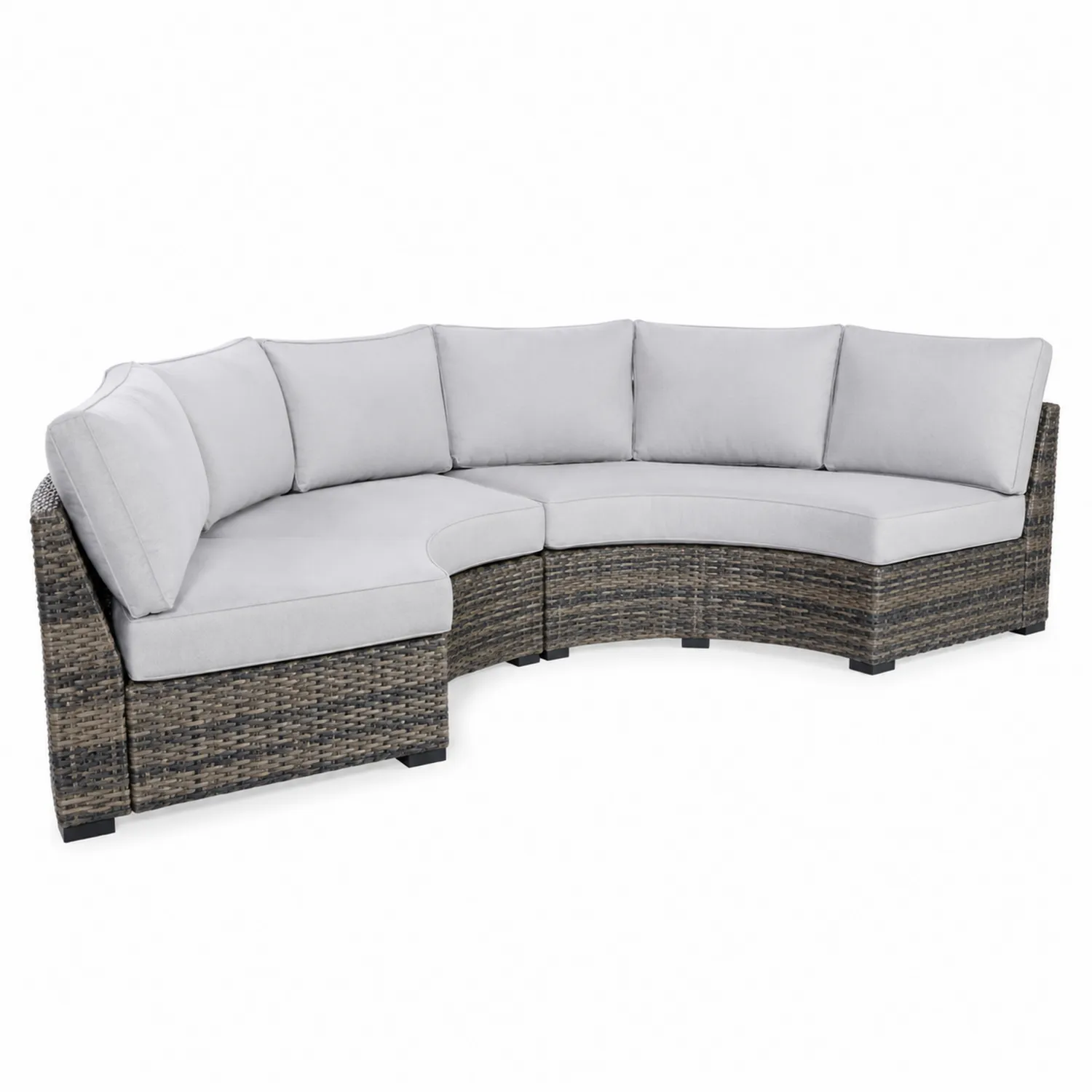 Canapé d'angle en rotin synthétique et coussins en polyester