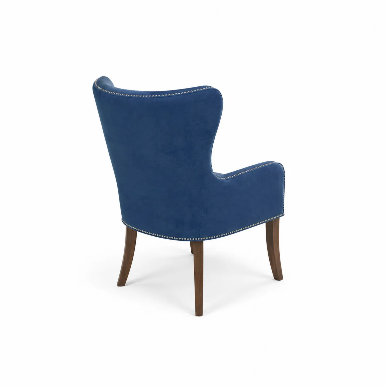 Fauteuil en Velours Bleu avec Pieds en Bois