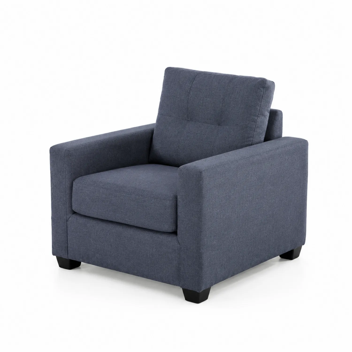 Fauteuil en bois et tissu en polyester bleu