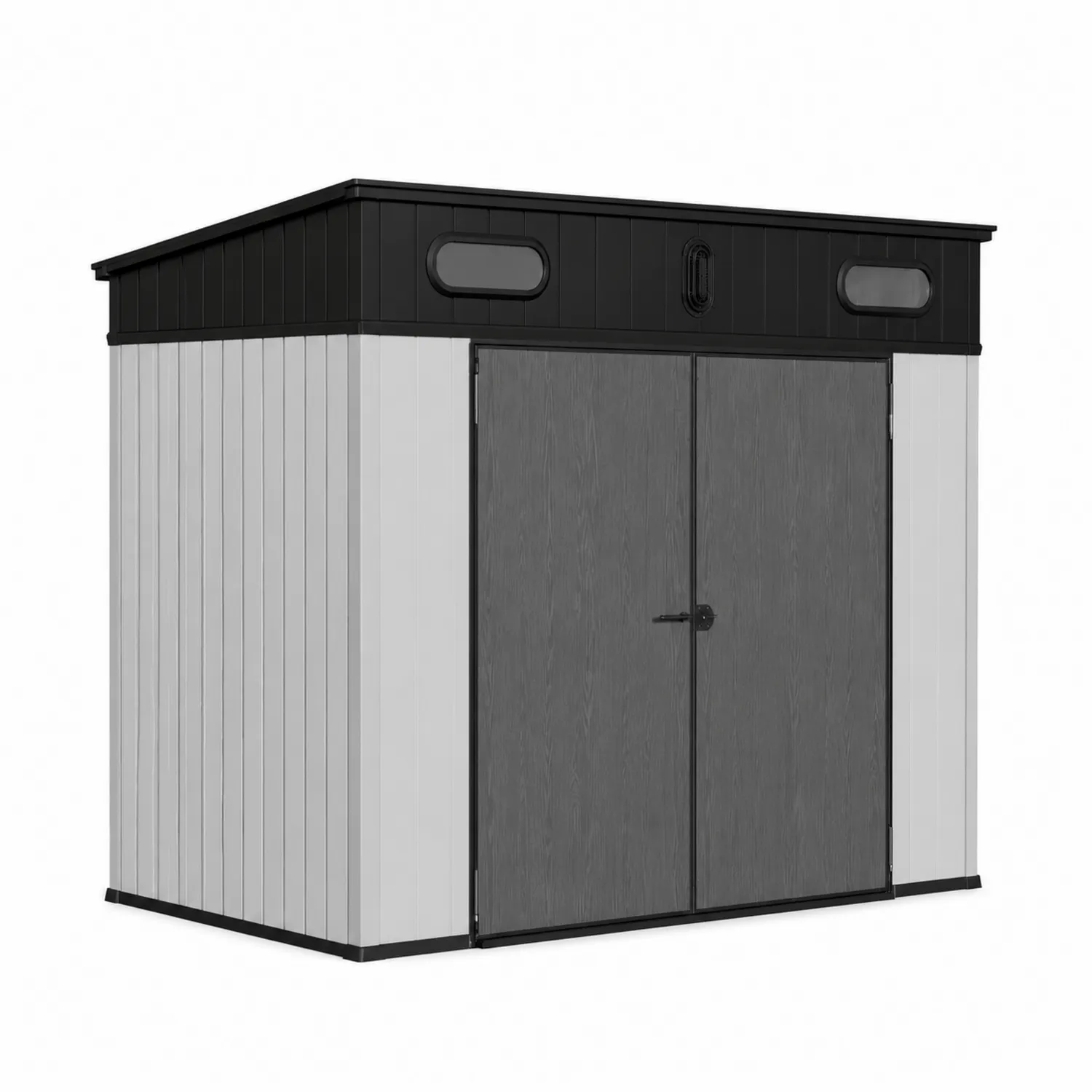 Abri de jardin en métal avec portes doubles et fenêtres