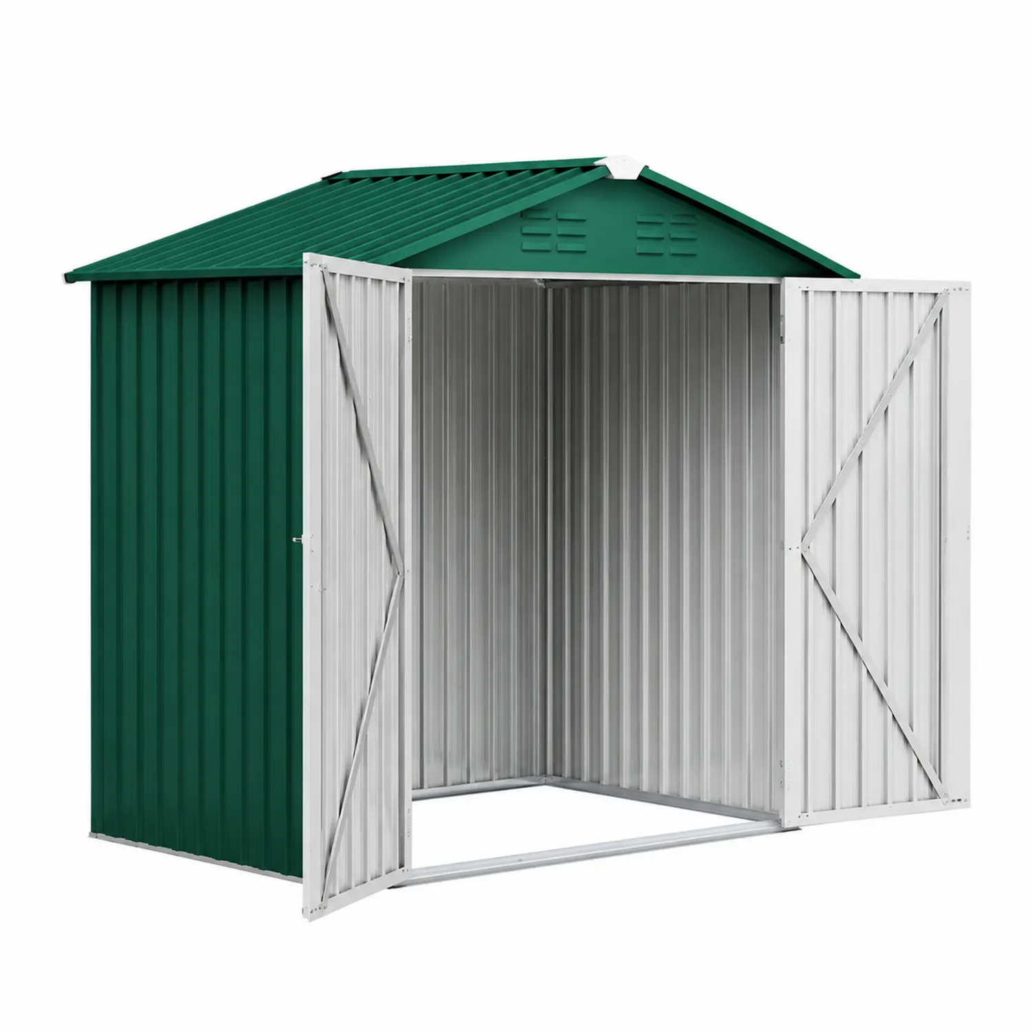 Abri de jardin en métal vert avec portes doubles 213x127x185 cm