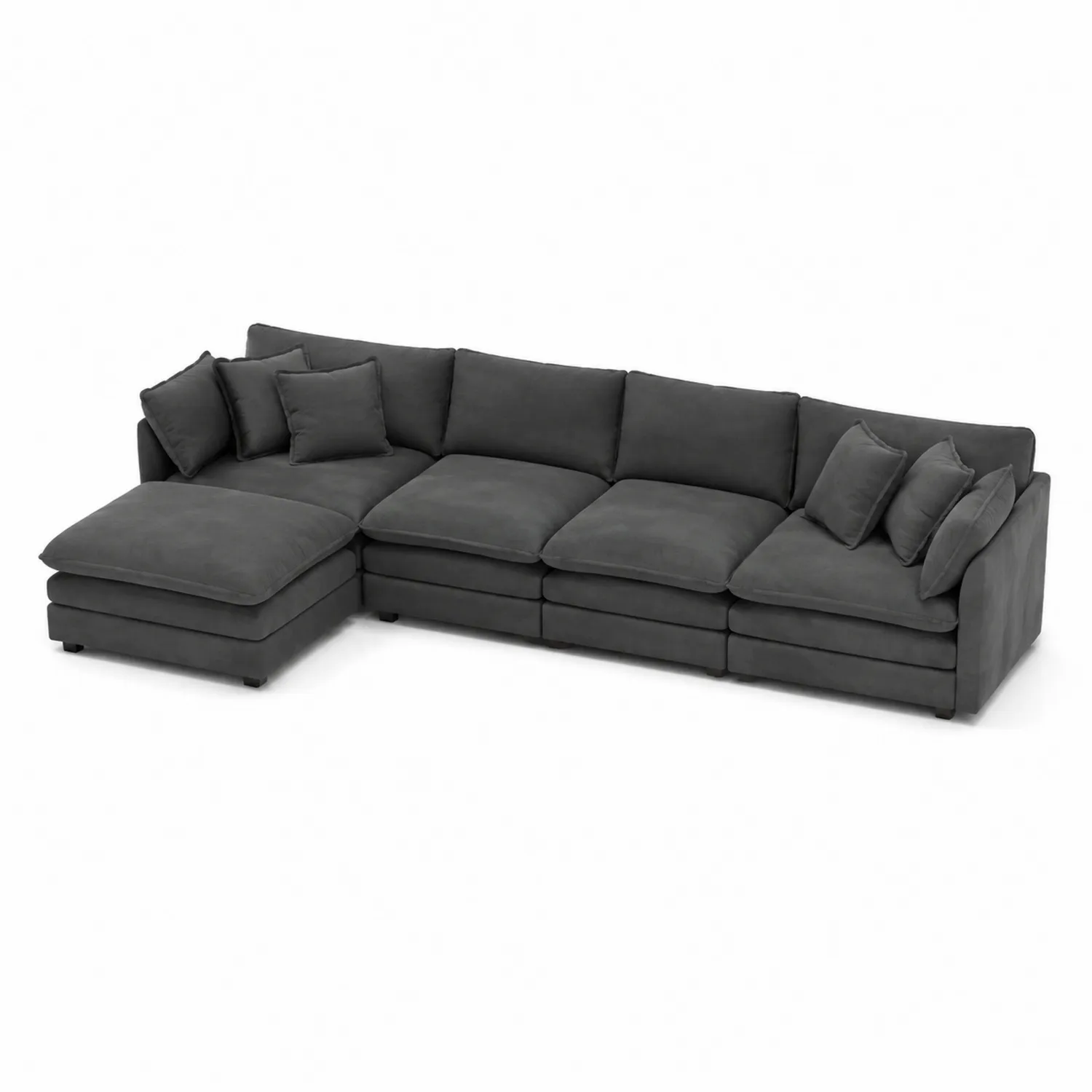 Canapé d'angle modulable en tissu 5 places Gris Foncé
