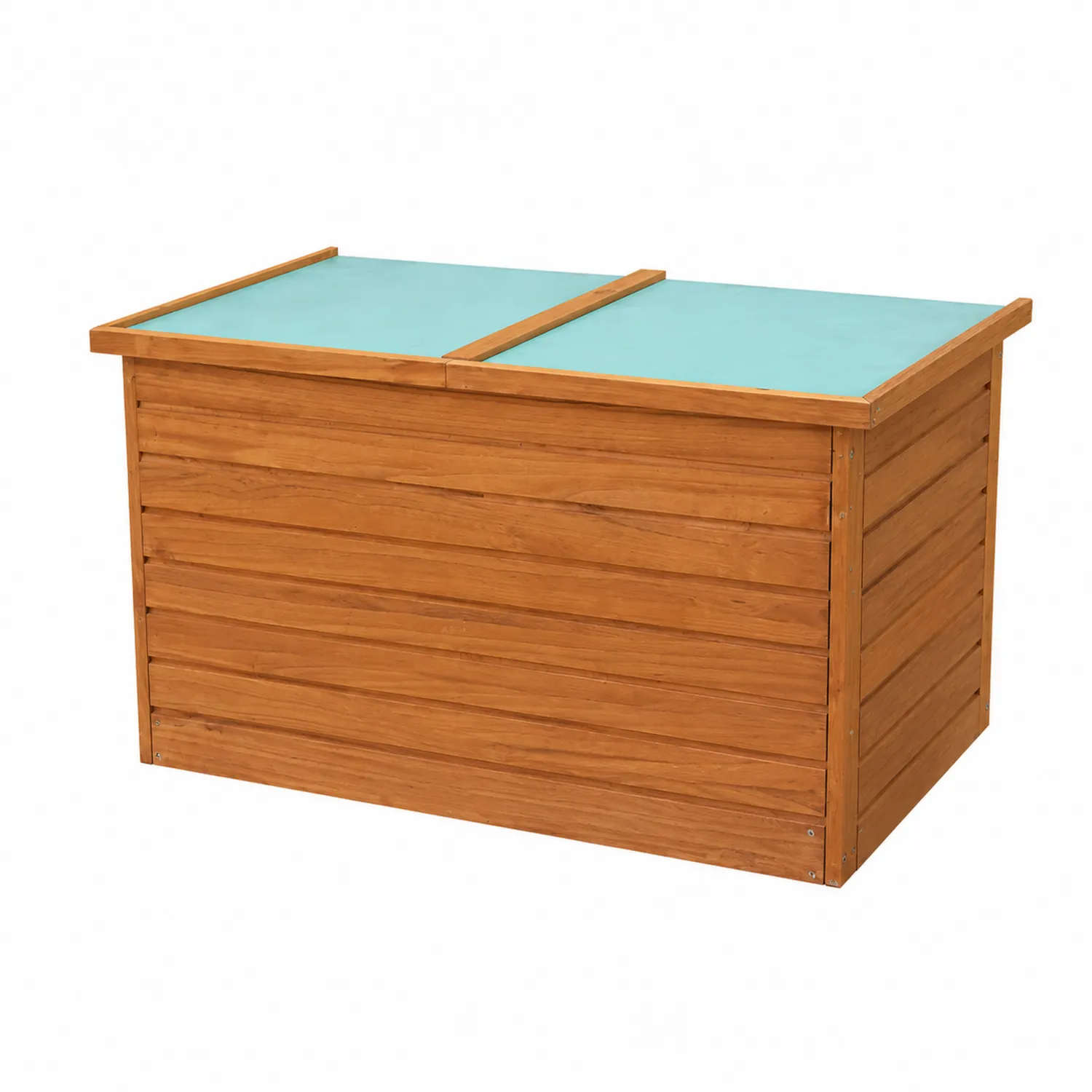 Boîte de rangement en bois de pin avec couvercle en MDF bleu 120x60x60cm