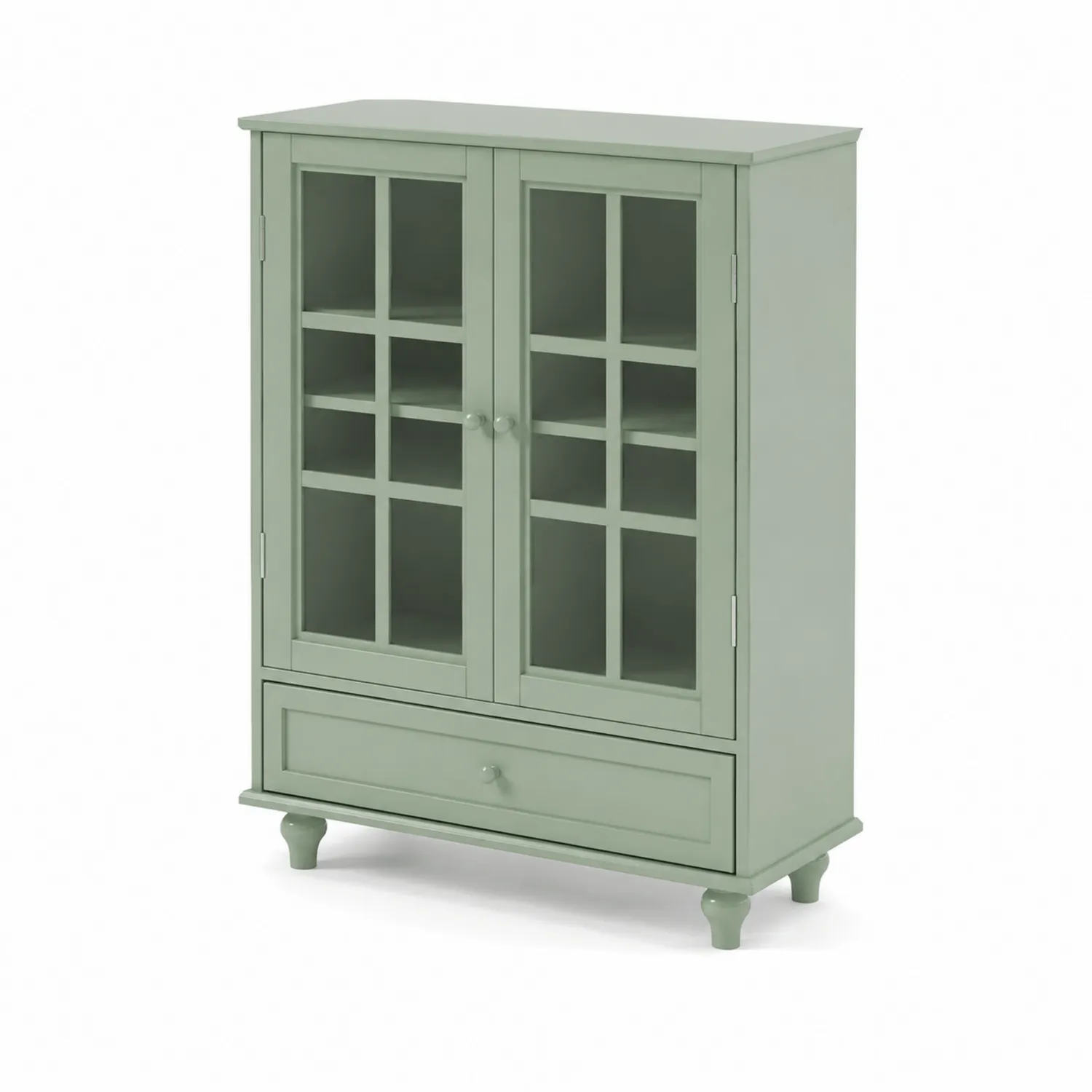 Buffet en Bois avec Portes en Verre Vert 90x40x120 cm