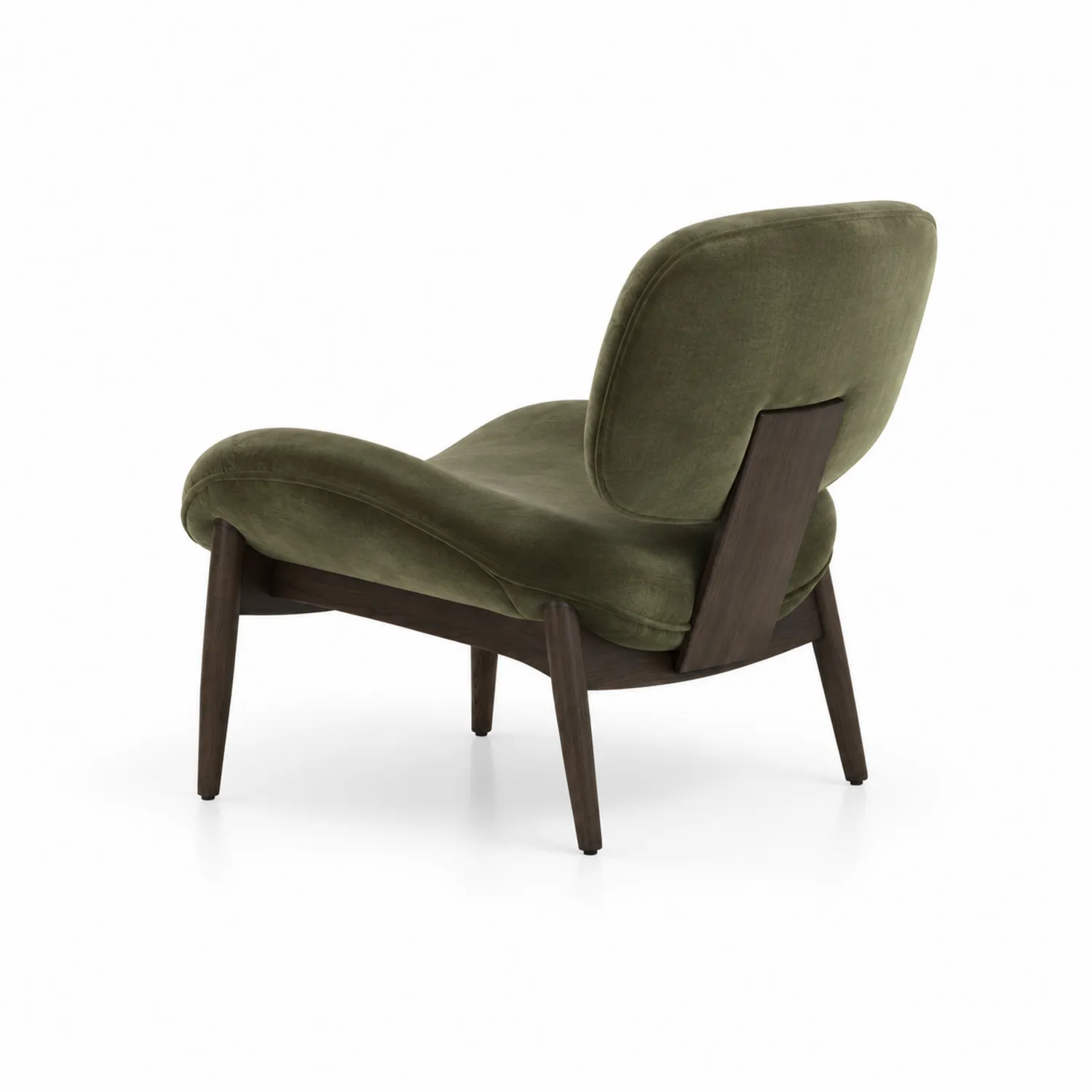 Fauteuil en bois et velours vert