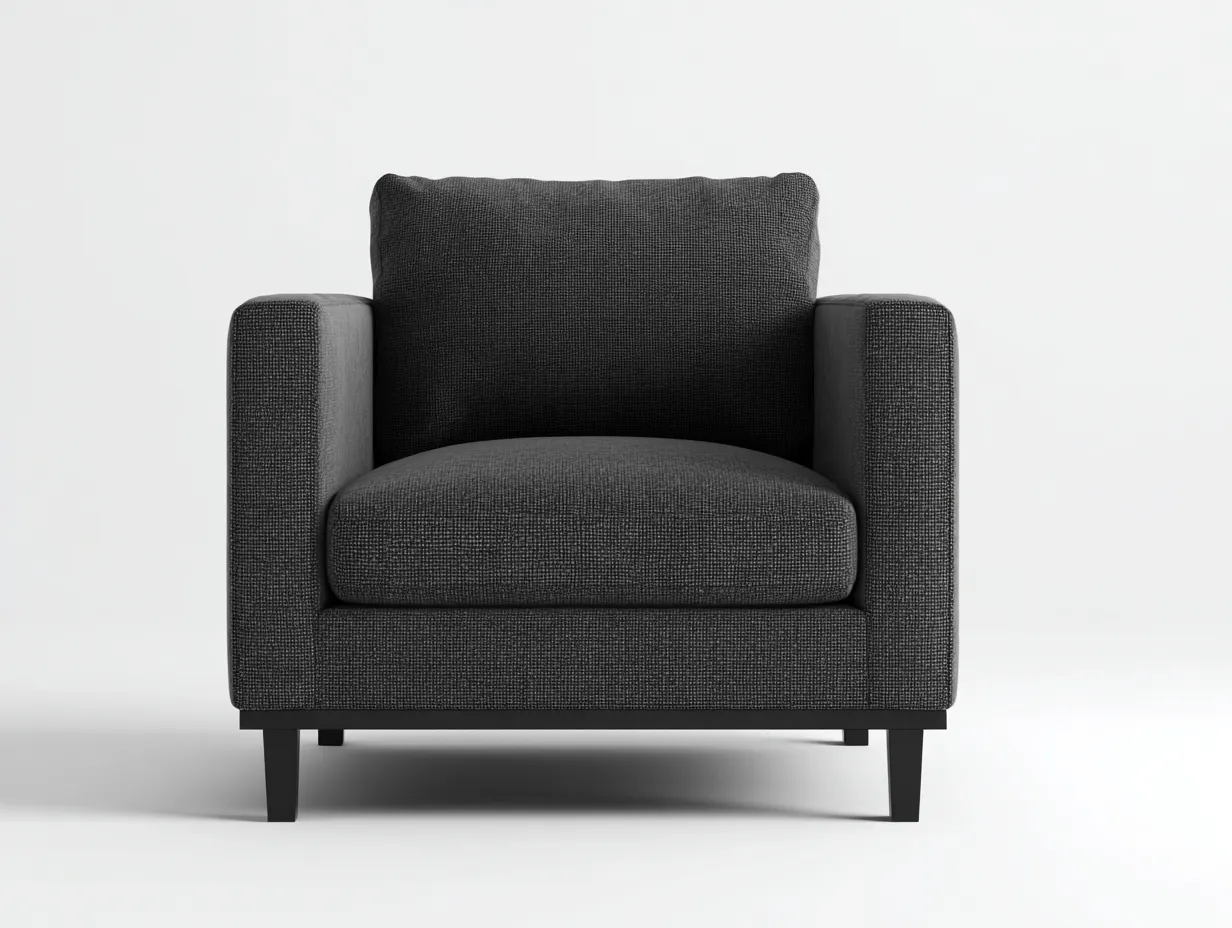 Sessel 105x90x80 cm - Dunkelgrau und Schwarz - Stoff Sessel mit eckigen Armlehnen und Rückenkissen-Gariahome
