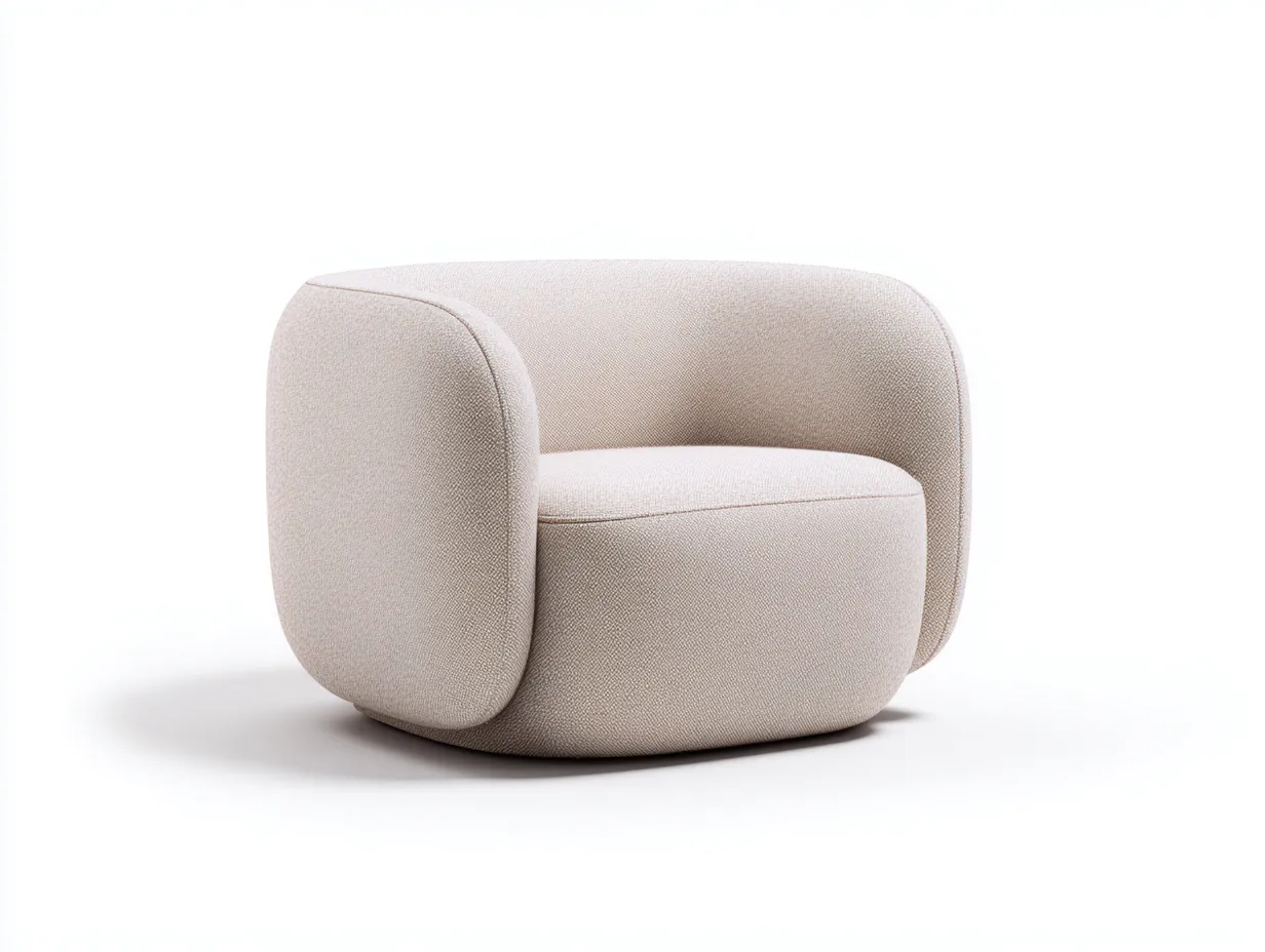 Sessel 120x98x79 cm - Sandbeige - gepolsterter Rundsessel mit weicher Struktur und tiefer Sitzfläche-Gariahome