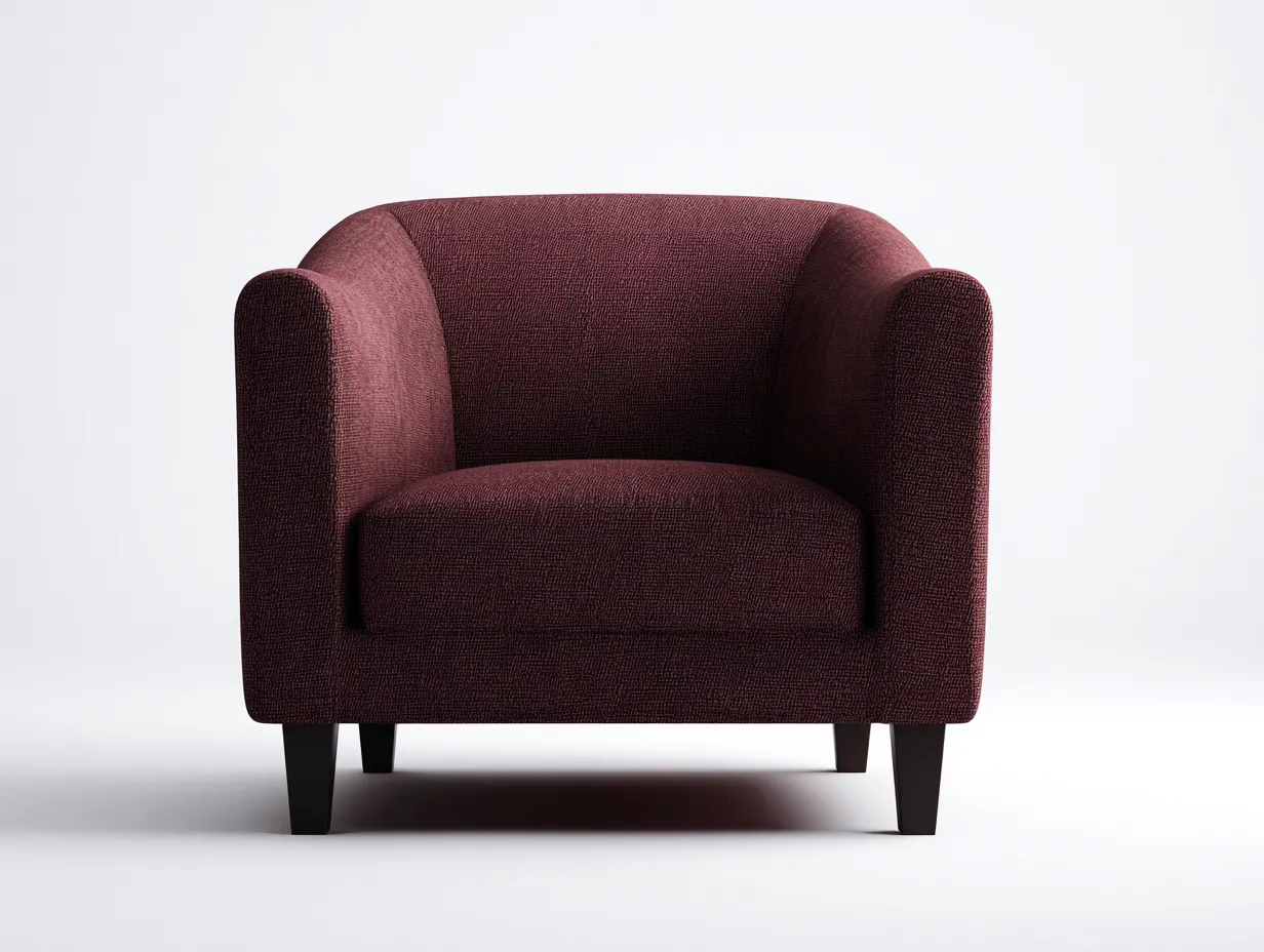 Sessel 106x91x79 cm - Weinrot - kompakter Webstoff Sessel mit Rundrücken und eckigen Armlehnen-Gariahome