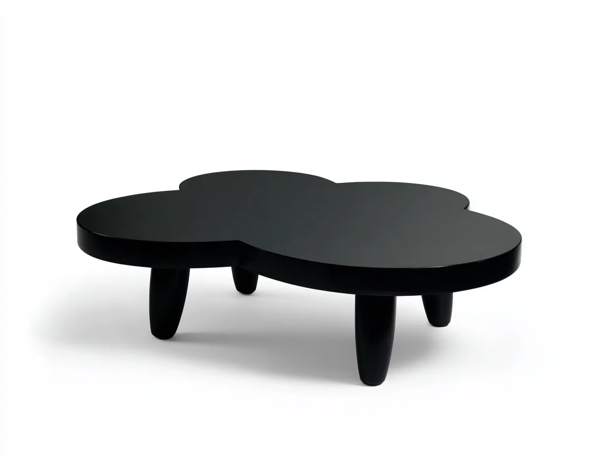 Couchtisch 118x78x31 cm - Holz - schwarz - mit organischer Platte und konischen Beinen für das Wohnzimmer-Gariahome