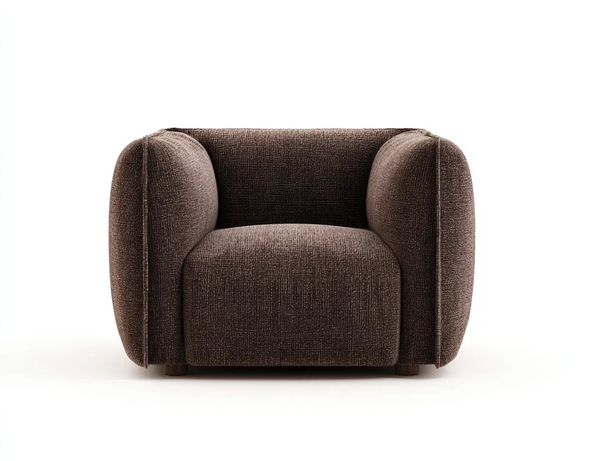 Sessel 110x92x76 cm - Dunkelbraun - kompakter Polstersessel mit runden Seitenteilen und Webstoff-Gariahome