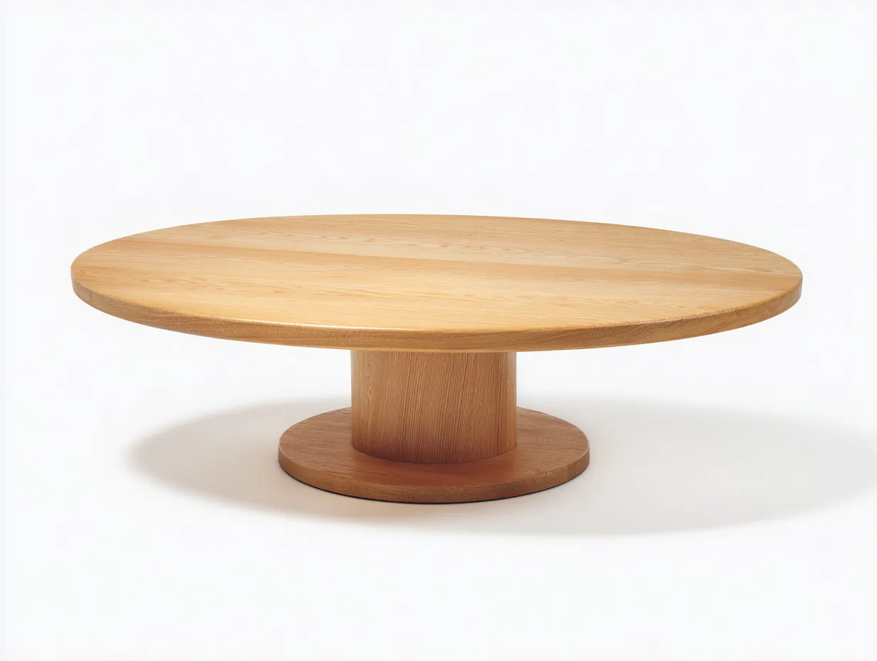 Couchtisch 100x100x33 cm - Holz - natur - mit rundem Plateau und Mittelsockel für das Wohnzimmer-Gariahome