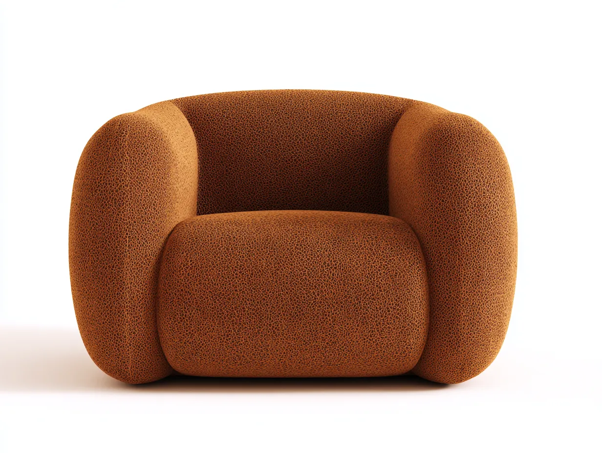 Sessel 118x95x78 cm - Rostorange - runder Polstersessel mit breiten Armlehnen und Strukturstoff-Gariahome
