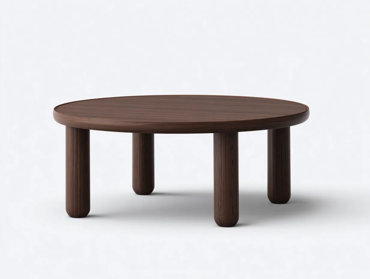 Couchtisch 92x92x38 cm - Holz - dunkelbraun - mit runder Platte und vier runden Beinen für das Wohnzimmer-Gariahome