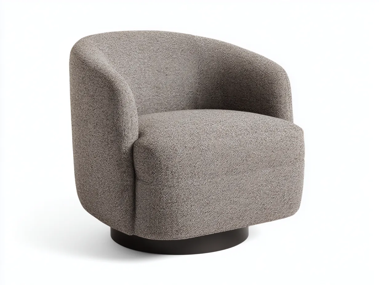 Sessel 116x95x79 cm - Graubeige und Schwarz - moderner Dreh Sessel mit breiter Sitzfläche und Rundsockel-Gariahome
