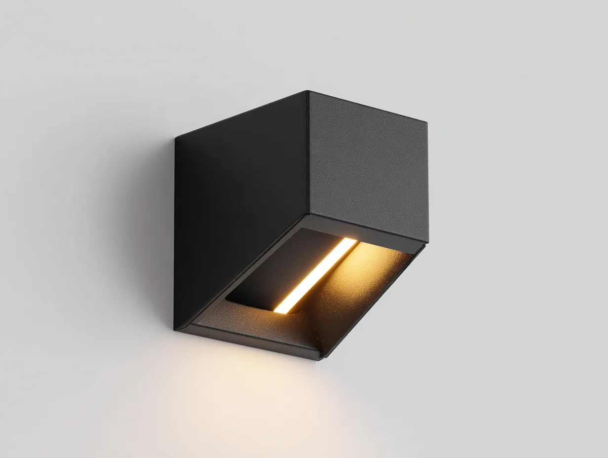 Wandleuchte aus Metall 16x11x13 cm - Schwarz - für den Außenbereich - kompakte Würfelform mit linearem Lichtaustritt-Gariahome