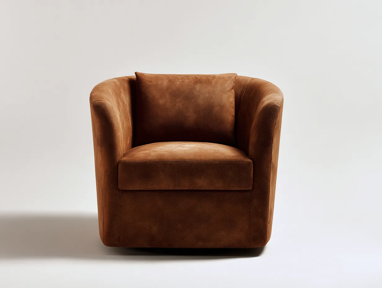 Sessel 108x94x78 cm - Cognacbraun - Clubsessel mit gerundeten Armlehnen und Rückenkissen-Gariahome