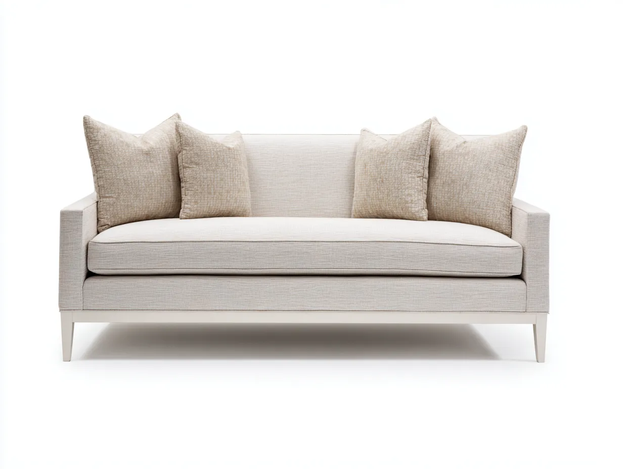 2-Sitzer-Sofa Stoff 180x86x76 cm - Creme und Weiß - elegantes Wohnzimmer Sofa mit Zierkissen und Metallfüßen-Pavaiabode