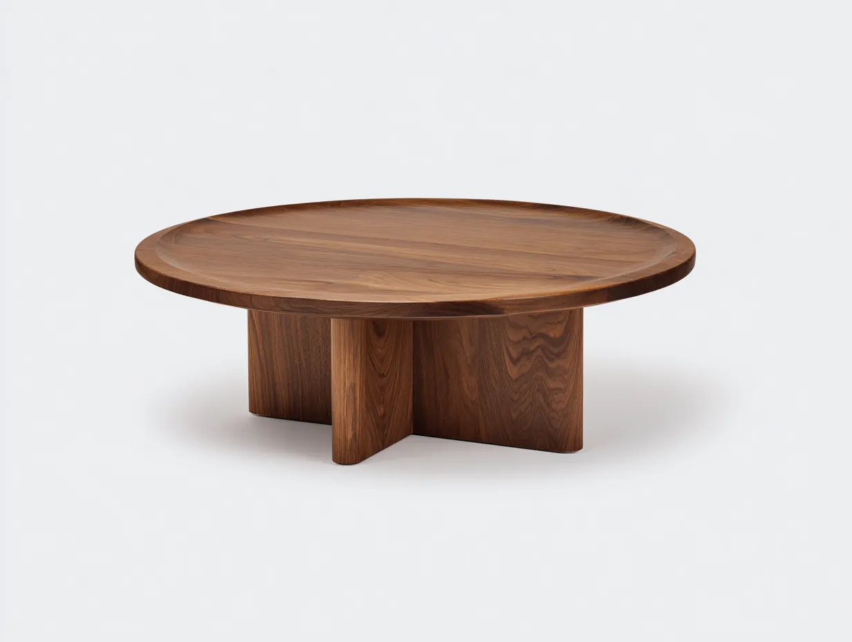 Runder Esstisch aus Walnussholz 140x140x75 cm - Walnussbraun - für das Esszimmer - skulpturales Design-Pavaiabode
