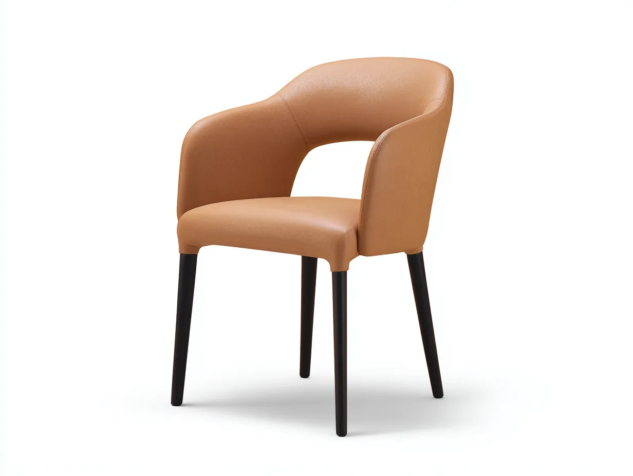 Esszimmerstuhl Kunstleder Metall 56x58x78 cm - Hellbraun und Schwarz - Armlehnstuhl mit gebogener Rückenlehne-Pavaiabode