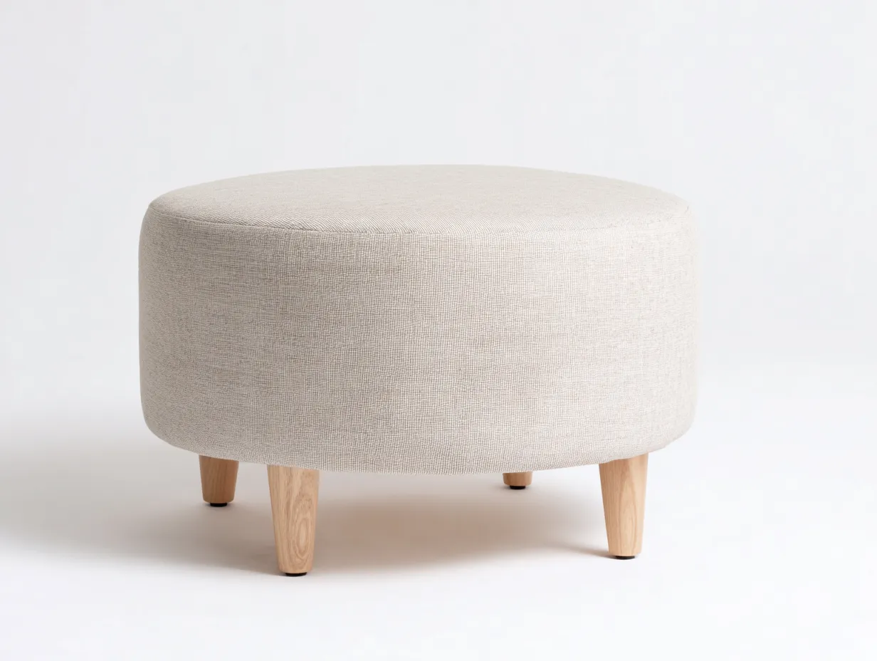 Fußhocker 32x32x35 cm - Cremeweiß und Natur - für das Wohnzimmer - mit Strukturbezug-Pavaiabode
