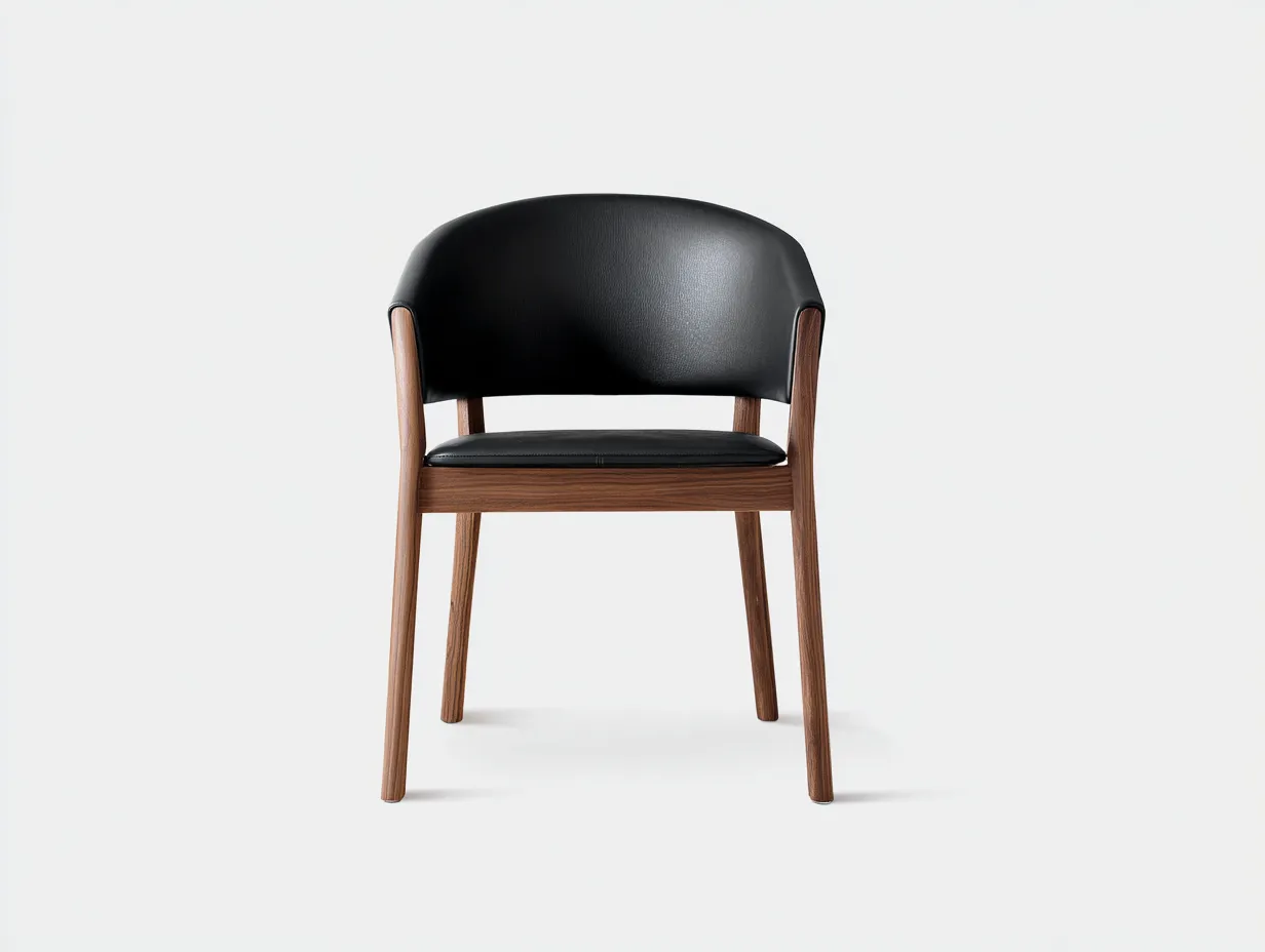 Esszimmerstuhl Kunstleder Holz 56x55x78 cm - Schwarz und Walnussbraun - Speisestuhl mit gebogener Rückenlehne-Pavaiabode