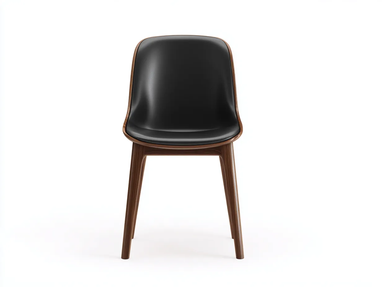 Esszimmerstuhl Kunstleder Holz 56x56x80 cm - Schwarz und Walnussbraun - Speisestuhl mit geformter Sitzschale-Pavaiabode