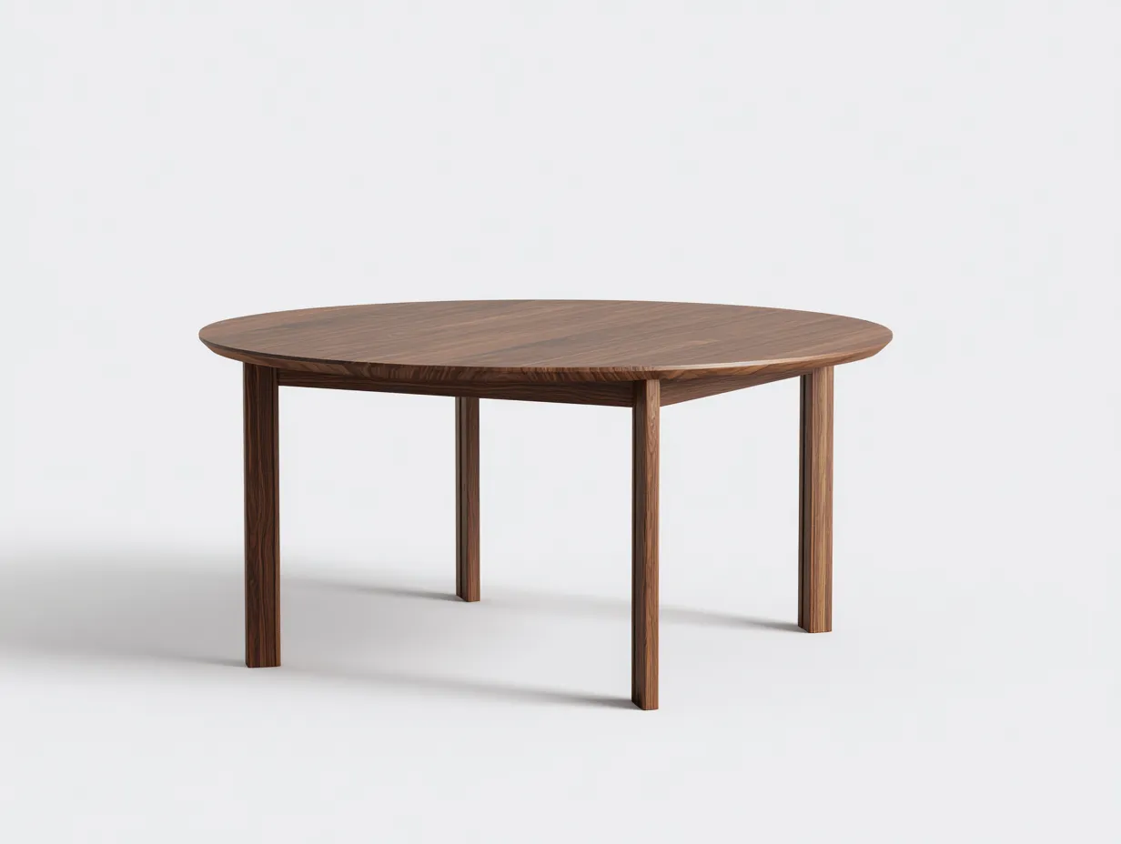 Runder Esstisch aus Walnussholz 145x145x75 cm - Walnussbraun - für das Esszimmer - zeitloses Design-Pavaiabode