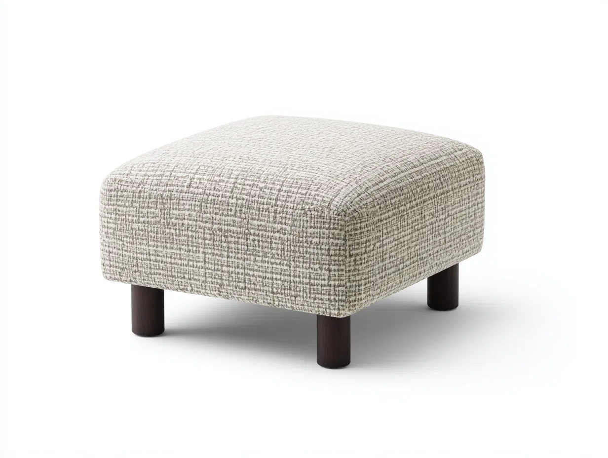 Fußhocker 52x52x39 cm - Webstoff und dunkles Holz - beige und dunkelbraun - kompakte Relaxergänzung für das Wohnzimmer-Pavaiabode