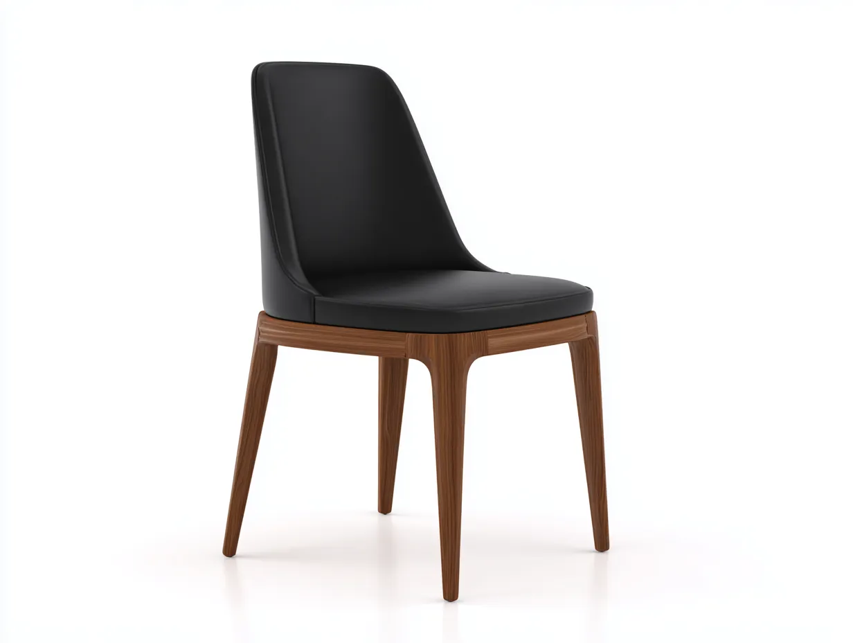 Esszimmerstuhl Kunstleder Holz 54x58x83 cm - Schwarz und Walnussbraun - moderner Polsterstuhl mit hoher Lehne-Pavaiabode