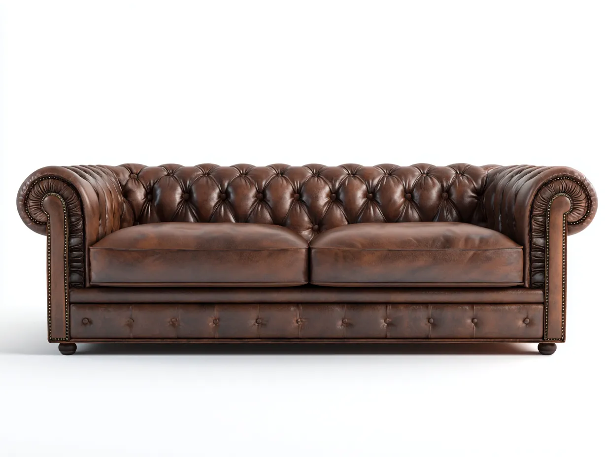 2-Sitzer-Sofa Chesterfield 218x90x74 cm - Dunkelbraun - klassisches Kunstleder Sofa mit tiefem Rautenpolster-Pavaiabode