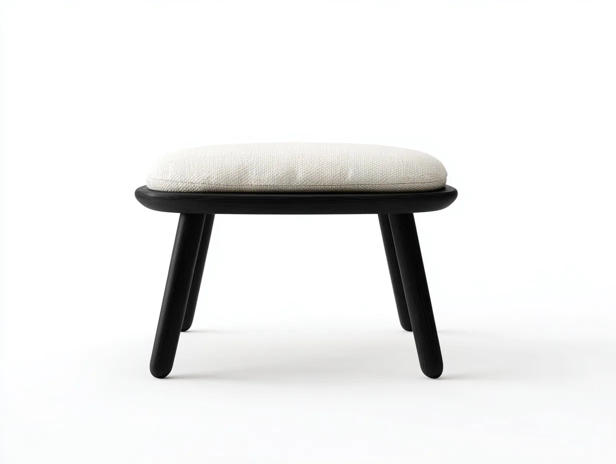 Fußhocker 50x40x38 cm - Schwarz und Cremeweiß - für das Wohnzimmer - rund gepolstert-Pavaiabode