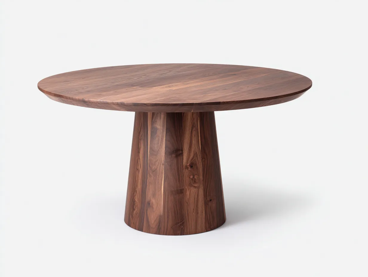 Runder Esstisch aus Walnussholz 130x130x75 cm - Dunkelbraun - für das Esszimmer - modernes Design-Pavaiabode