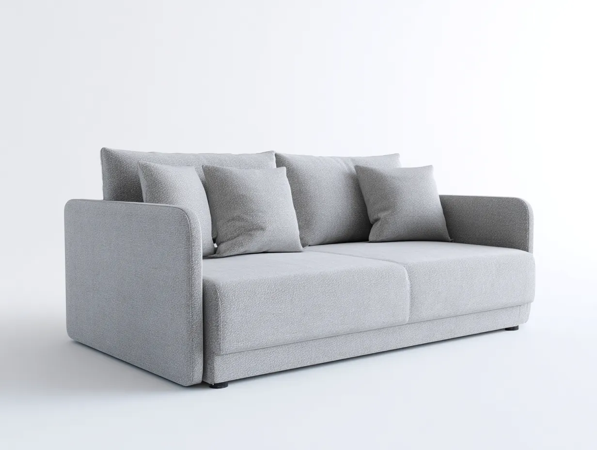 2-Sitzer-Sofa Bouclé 180x95x78 cm - Hellgrau - modernes Sofa mit breiten Armlehnen und losen Kissen-Pavaiabode