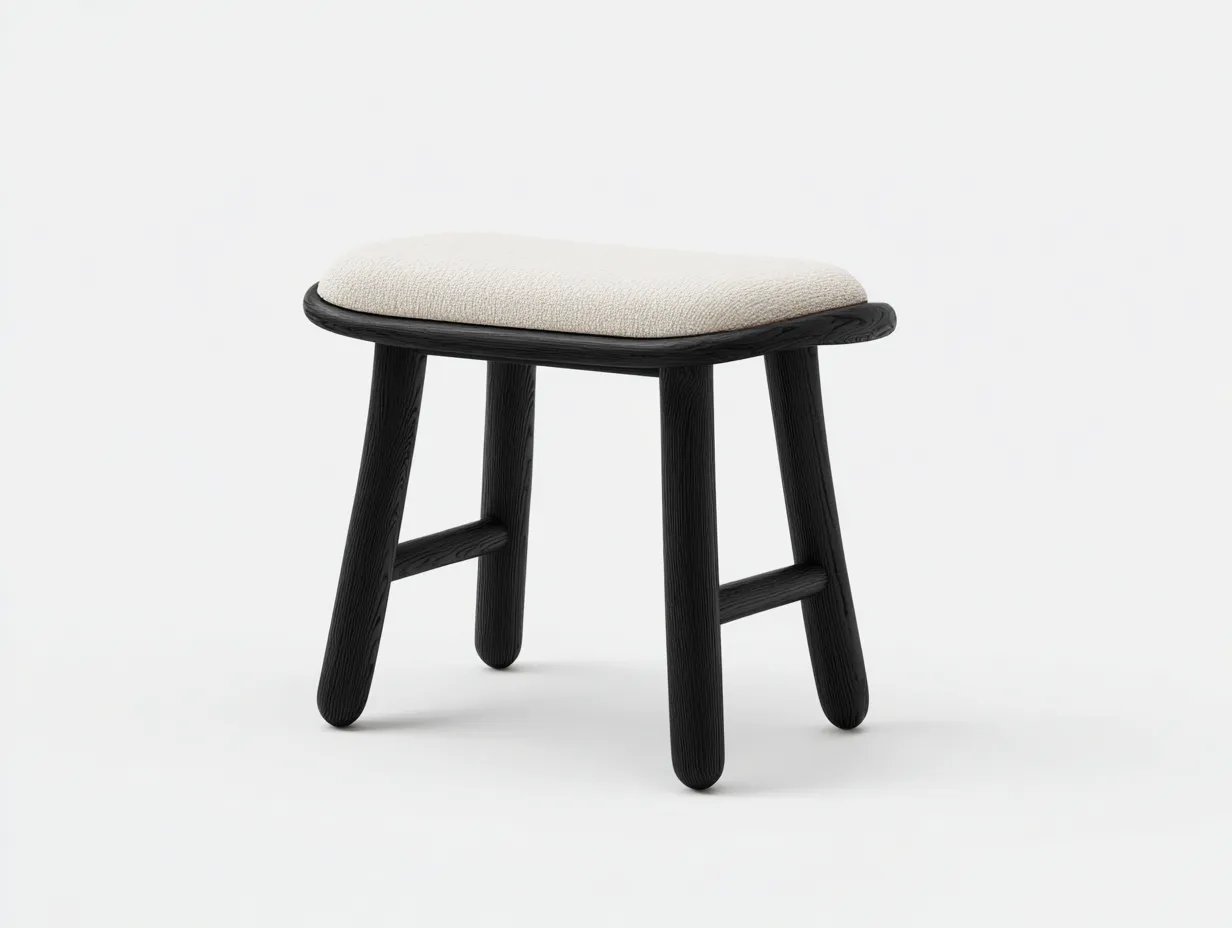 Fußhocker 48x36x42 cm - Schwarz und Cremeweiß - für das Wohnzimmer - weich gepolstert-Pavaiabode