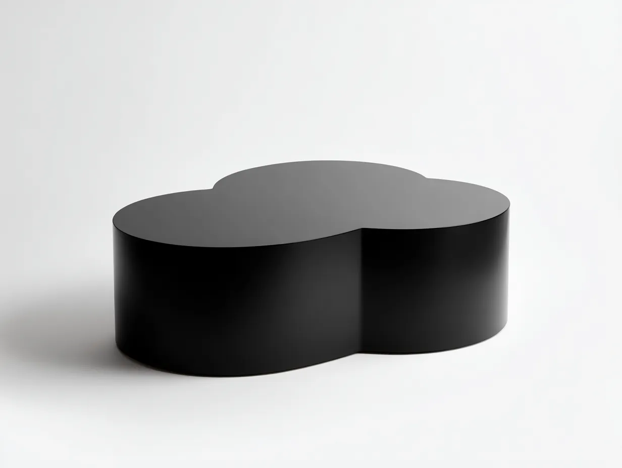 Mesa de centro de madera 110x72x30 cm - negra - para salón - forma orgánica compacta-Vavexiadwell