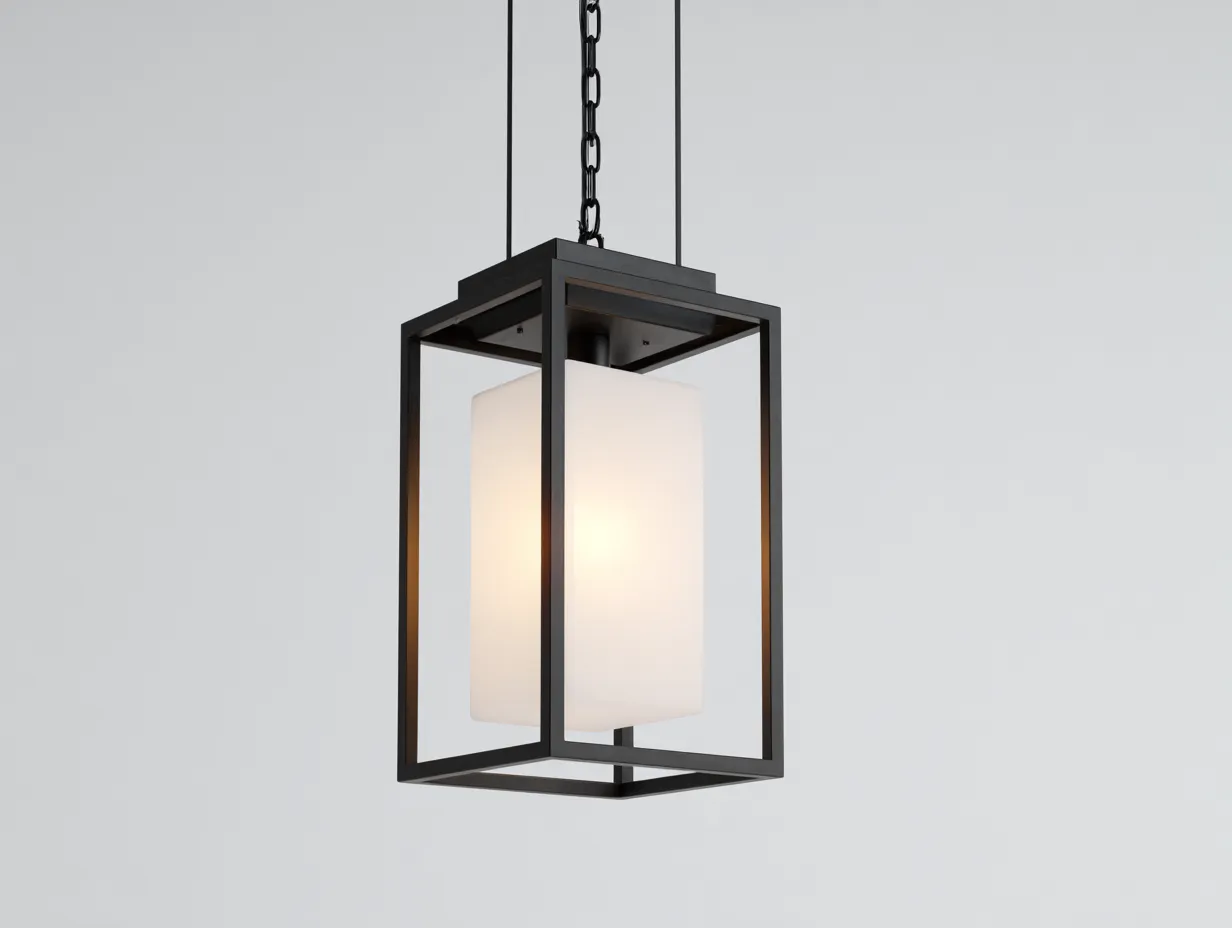 Lámpara colgante 120x24x26 cm - negro y blanco cálido - metal y difusor rectangular para exterior - diseño lineal minimalista-Vavexiadwell