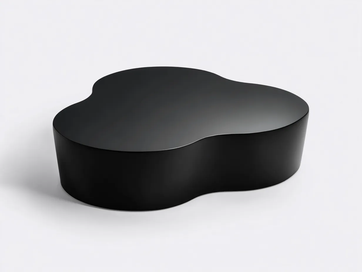 Mesa de centro de madera 118x76x32 cm - negra para salón - forma orgánica baja-Vavexiadwell