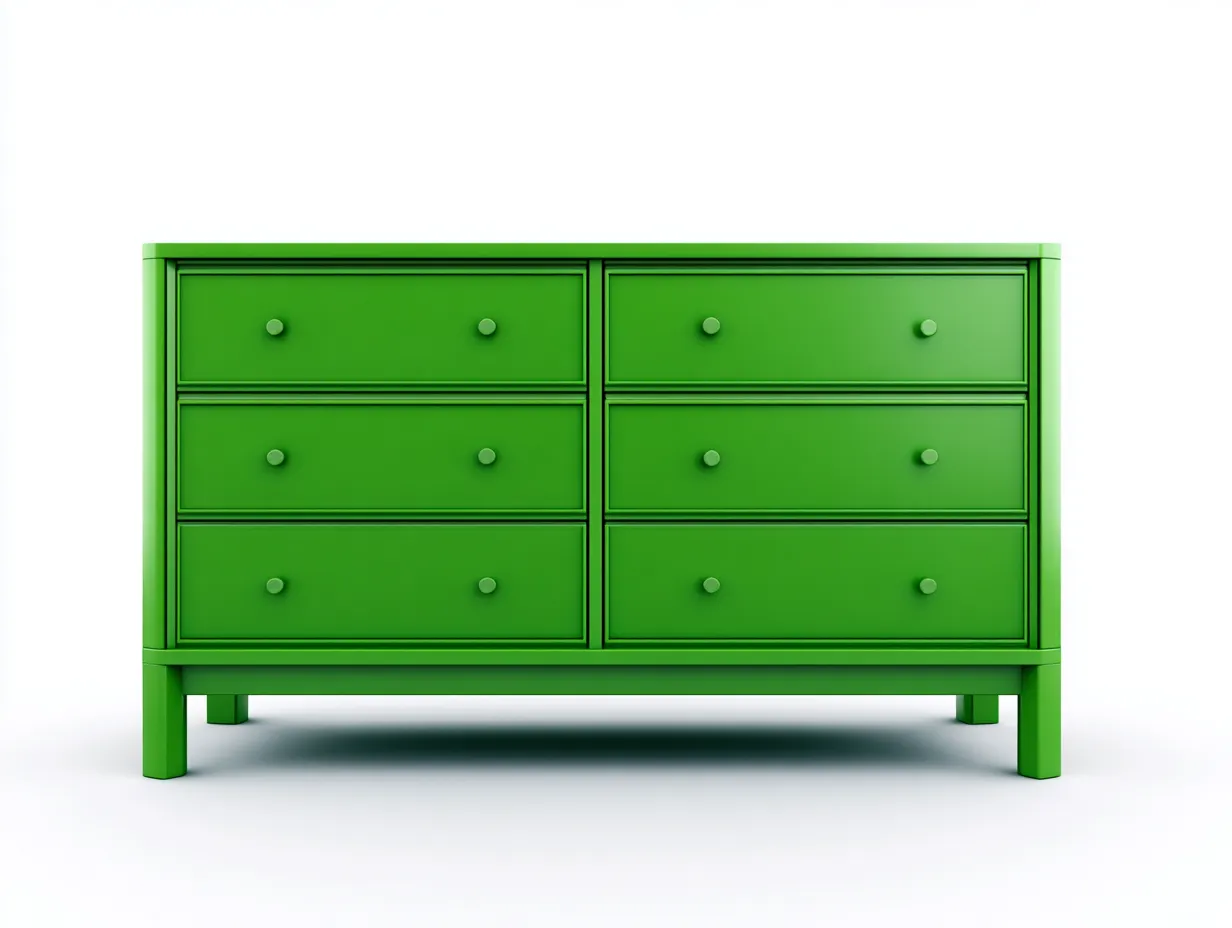 Cómoda 150x44x84 cm - verde brillante - madera con seis cajones y líneas rectas - almacenaje moderno para dormitorio-Vavexiadwell