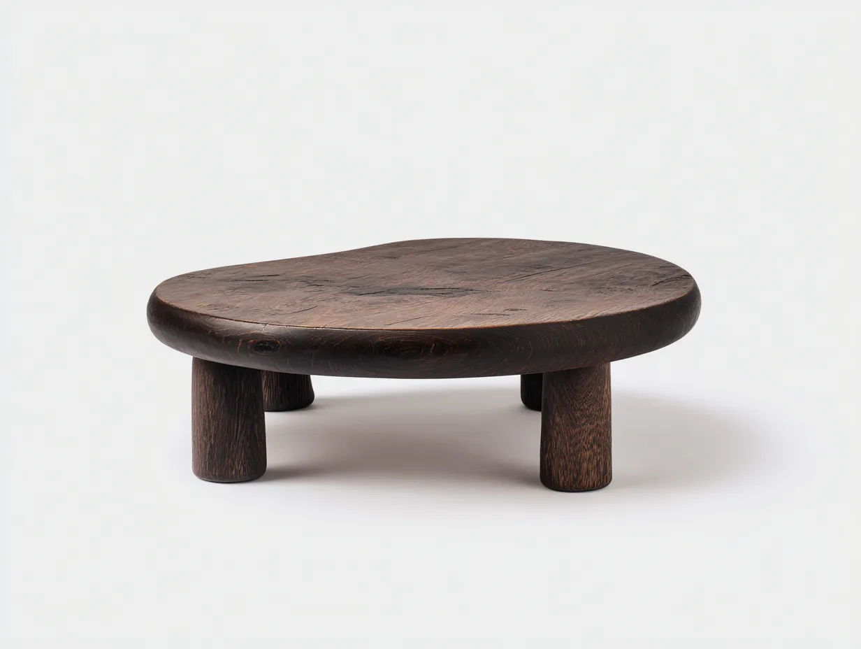 Mesa de centro de madera 110x72x30 cm - marrón oscuro para salón - patas cilíndricas bajas-Vavexiadwell