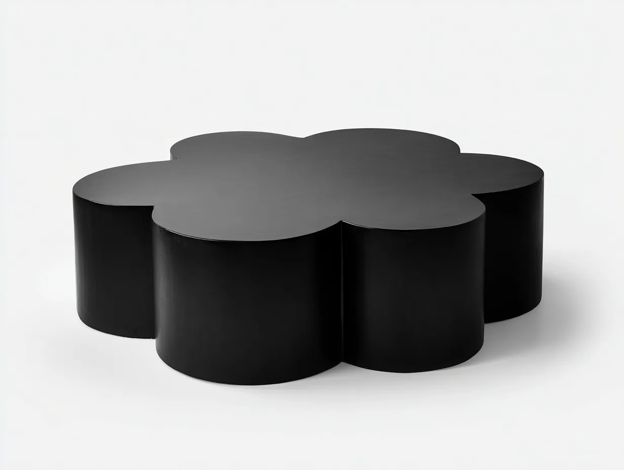 Mesa de centro de madera 116x74x31 cm - negra - para salón - estructura baja de curvas continuas-Vavexiadwell