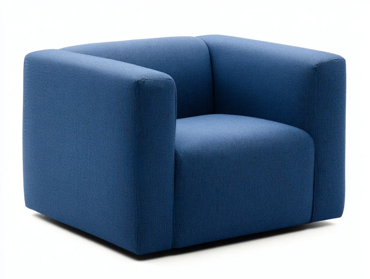 Sillón compacto 84x80x70 cm - tejido estructurado y cuerpo monobloque - azul - para salón - estilo moderno de líneas suaves-Vavexiadwell