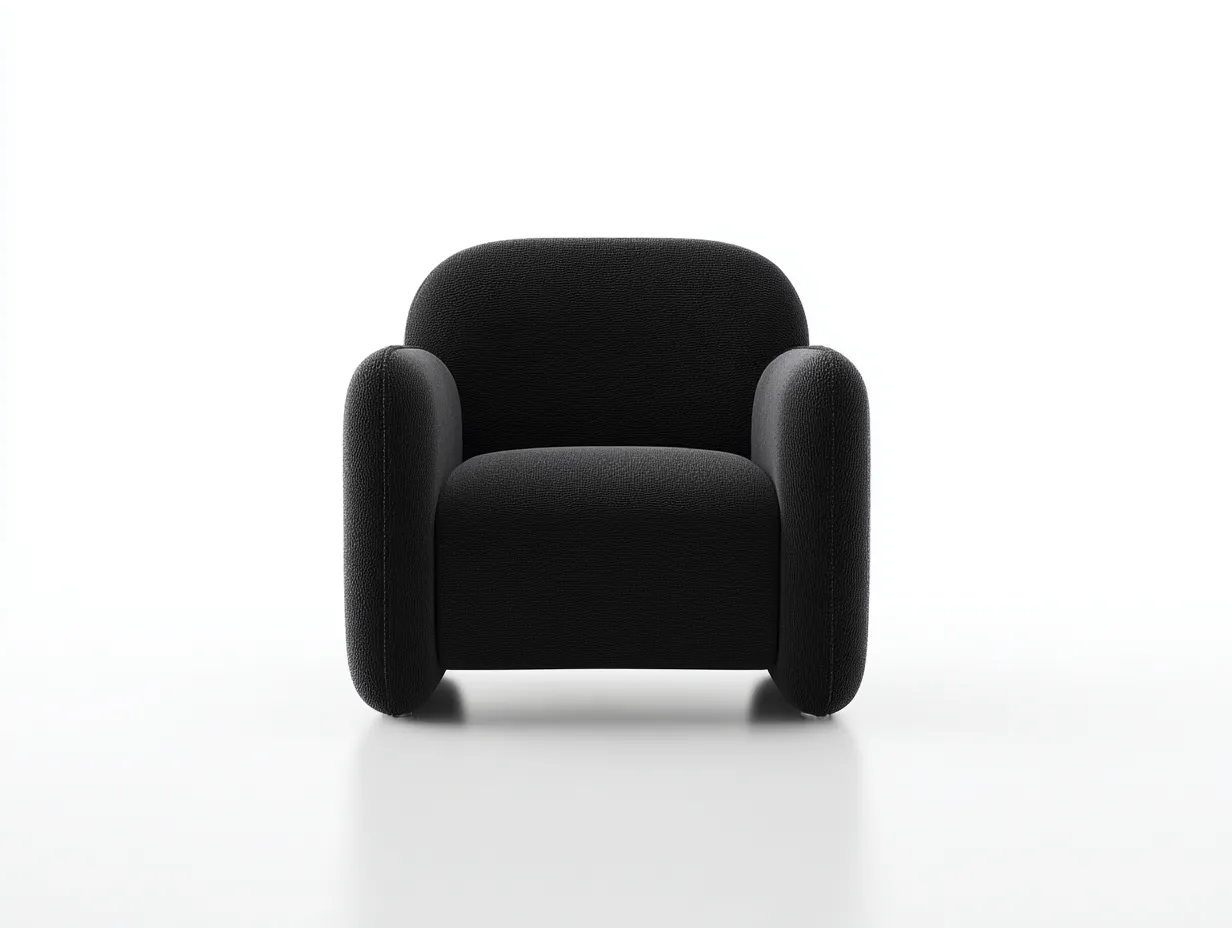 Sillón tapizado 82x79x76 cm - tejido negro y forma redonda - negro - para salón - estilo moderno compacto-Vavexiadwell