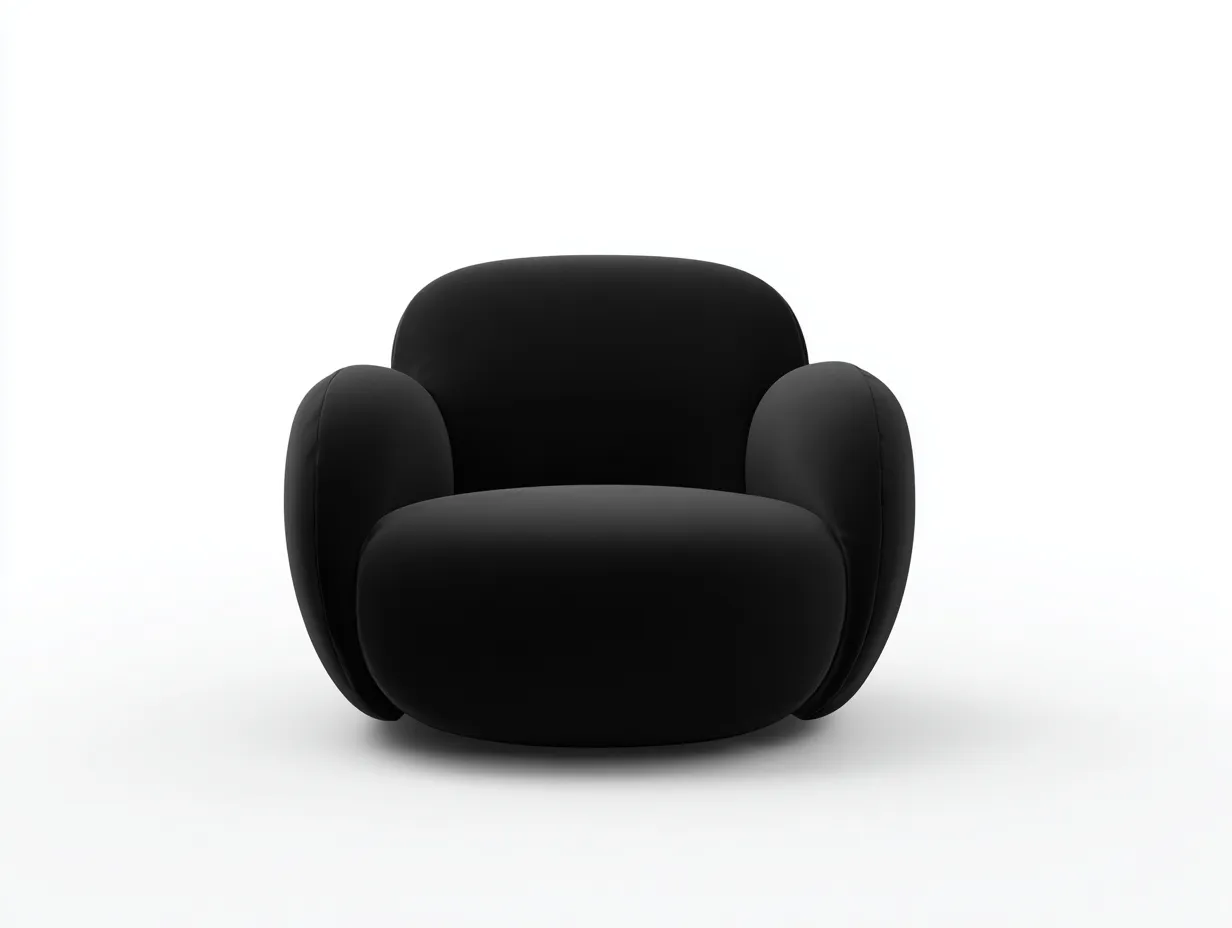 Sillón tapizado 80x83x76 cm - acabado negro y forma redondeada - negro - para salón - estilo escultórico contemporáneo-Vavexiadwell