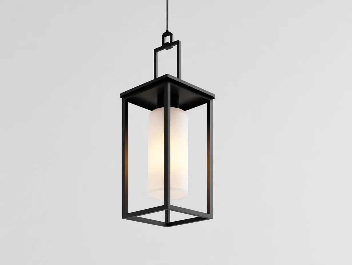 Lámpara colgante 18x18x48 cm - negro y dorado y transparente - metal y vidrio para exterior - estilo farol elegante-Vavexiadwell