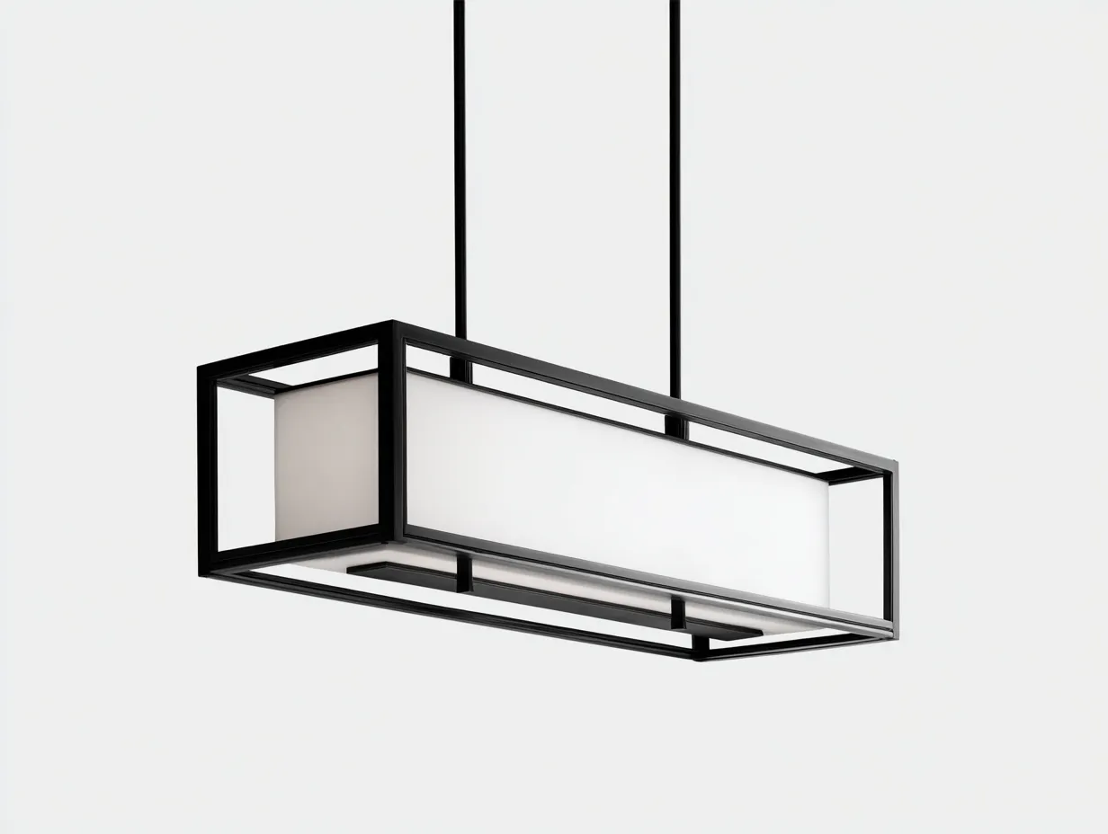 Lámpara colgante 20x20x46 cm - negro y blanco cálido - metal y cilindro difusor para exterior - estilo lineal elegante-Vavexiadwell